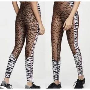 GOOD AMERICAN Leopard Zebra Print High Waisted Leggings Women's Size 5